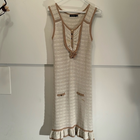 Vintage style Beige crochet see through dress woman size S - Picture 3 of 13